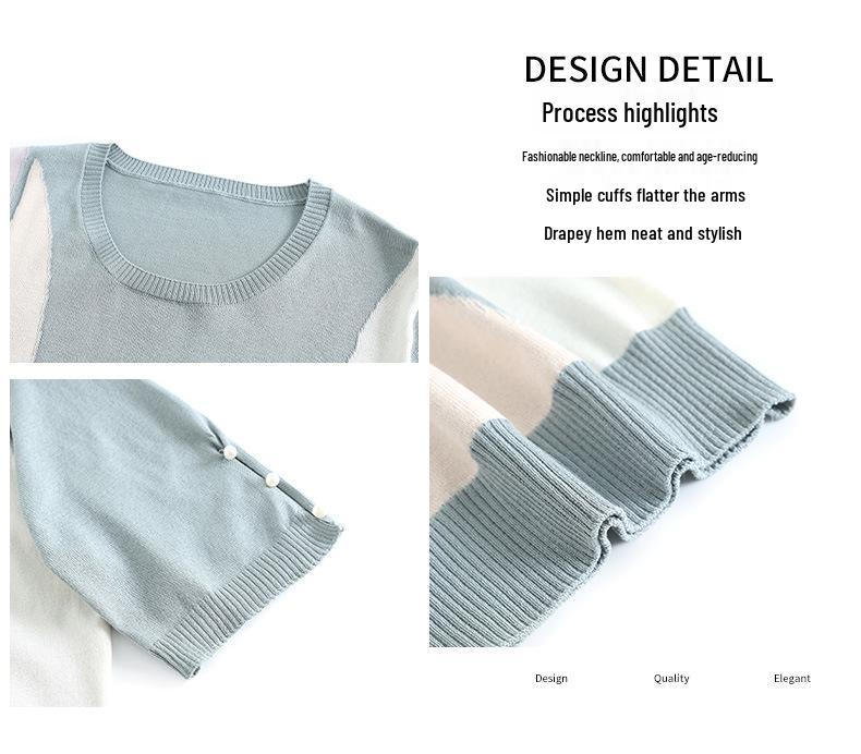 Women's Summer Knit Short-Sleeve Base Layer T-Shirt for Young Mothers & Middle-Aged Women