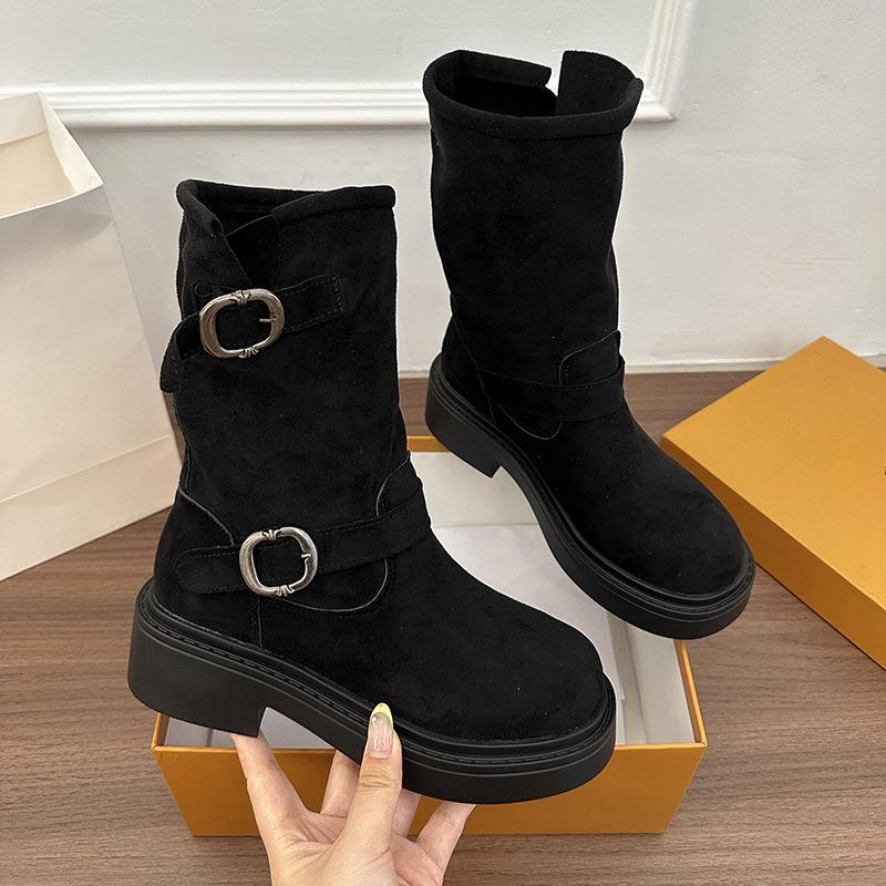 

Новая женская обувь, одинарные ботинки, новые ботинки на толстой подошве с пряжкой, короткие ботинки Dui Dui 35