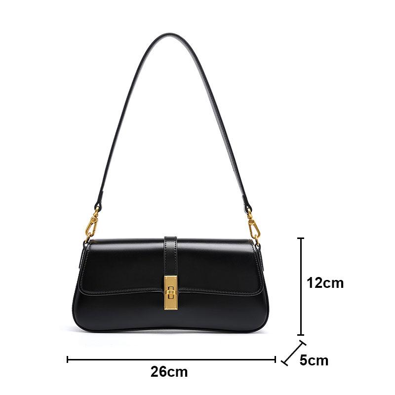 Genuine Leather Women's Shoulder Bag High Quality Vintage Baguette Bag Luxury Designer Women Crossbody Bags Cowhide Handbags
