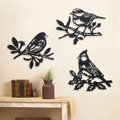 Tier Vogel Metall Wandbehang - Silhouette Kunst Anhänger. Wohnkultur. Naturstil. Wanddekoration für drinnen und draußen.