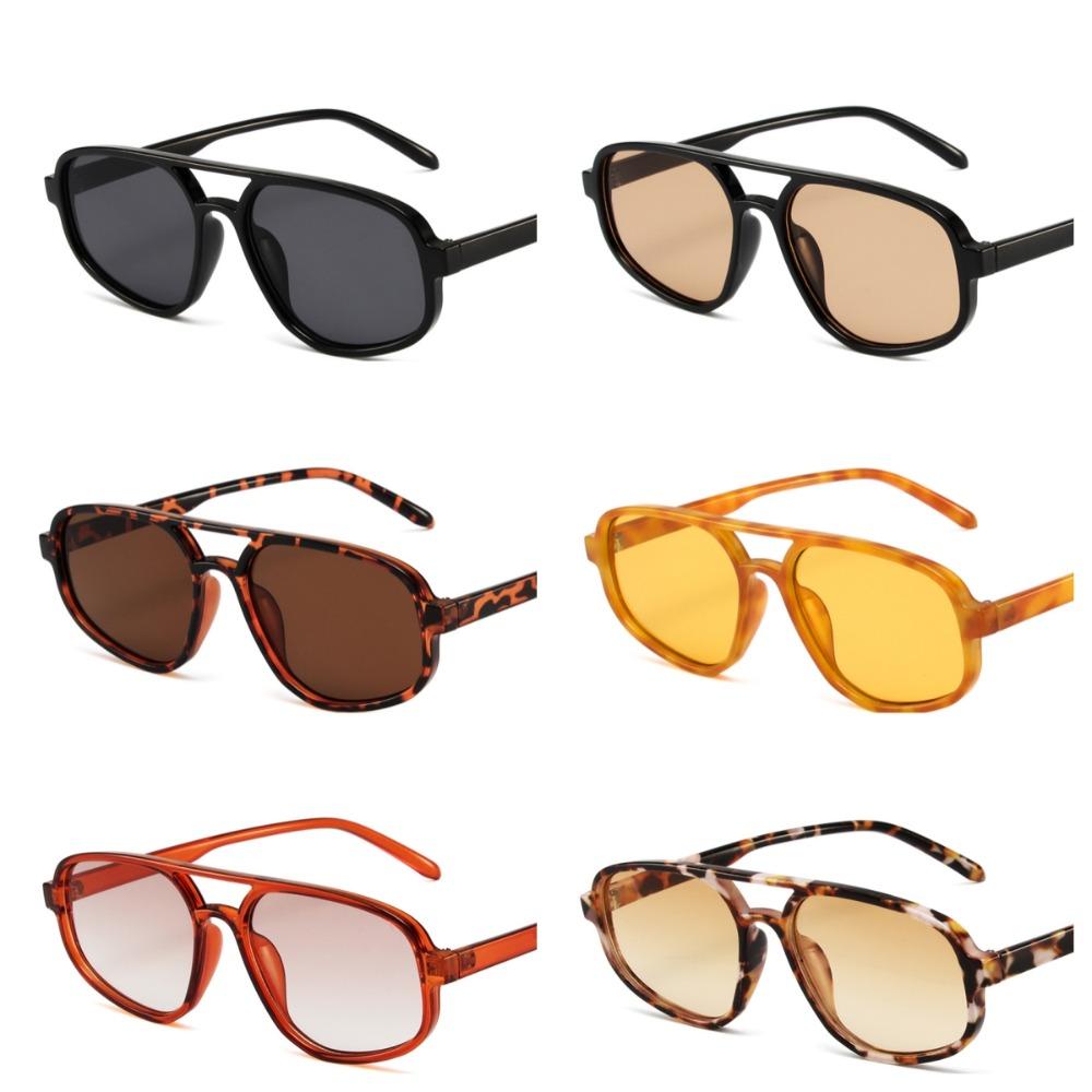 Wide Legs Double Beam Sun Glasses UV400 Retro Trend Eyewear Irregular Square Sunglasses  Selfie