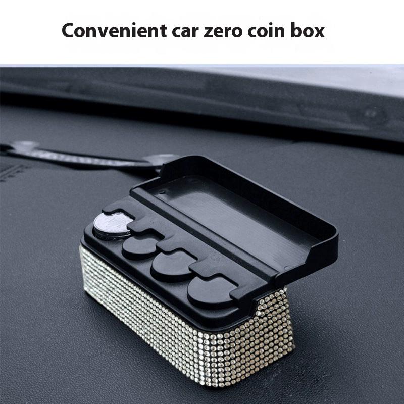 New Diamond-Studded Car Coin Holder - Creative Anti-Slip Mini Money Box