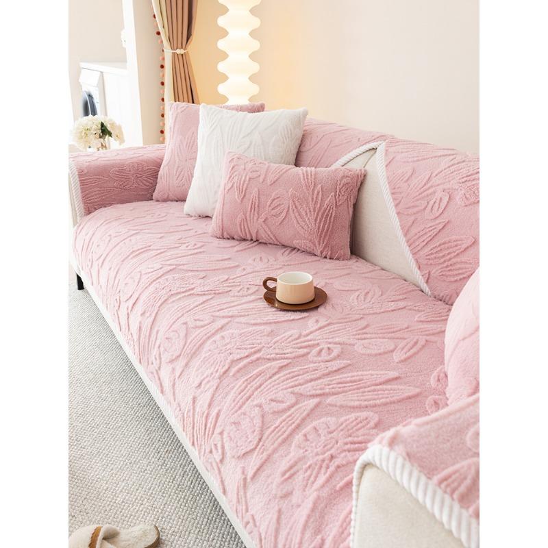 Rabbit Down Cut Flower Winter Sofa Cushion Anti-cat Scratch Sofa Cover Upholstery Backrest Towel Seat Cushion