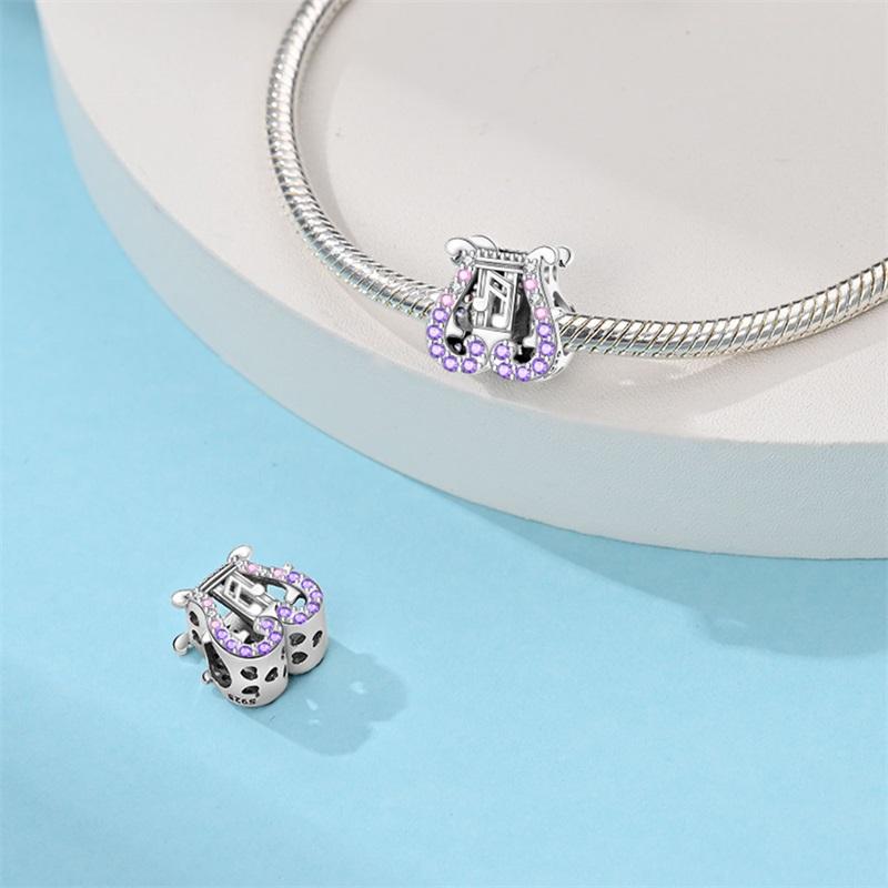 Romantic Music Charms Beads Copper Piano Violin Red Guitar Punk Saxophone Pendants Fit Bracelet Diy Jewelry