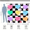 Valentine'S Day Candy Heart Shower Curtain Checkerboard Pattern With Love Messages Waterproof Polyester Bath Curtain With Hooks