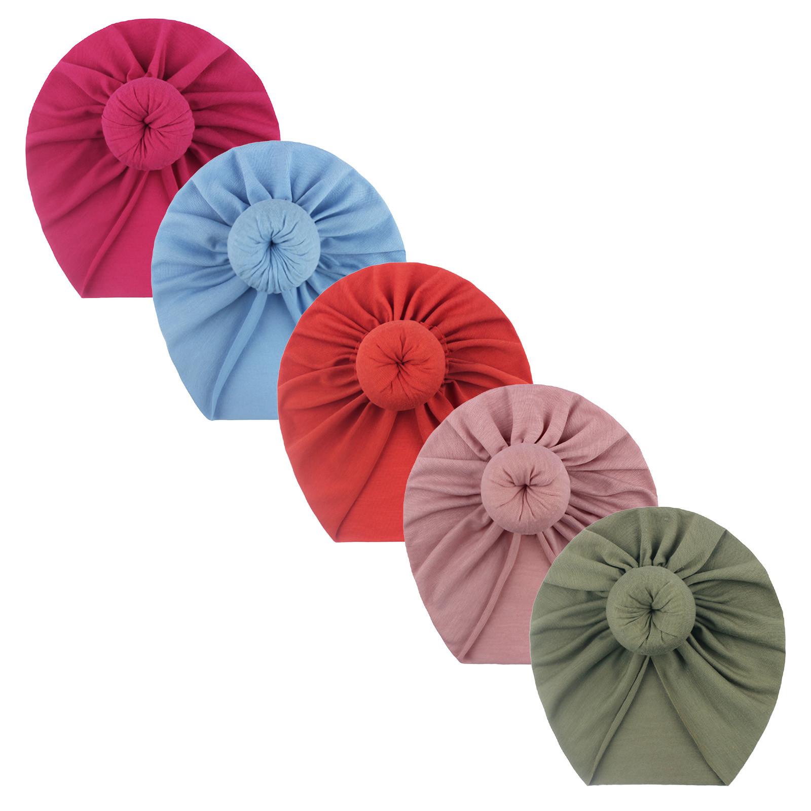 

Однотонный тюрбан с завязками для маленьких девочек, головные уборы, аксессуары, 5 шт.