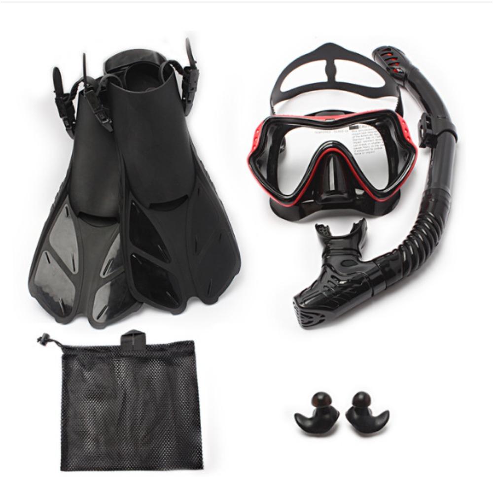 Outdoor sports diving mask snorkel adjustment fins three-piece set