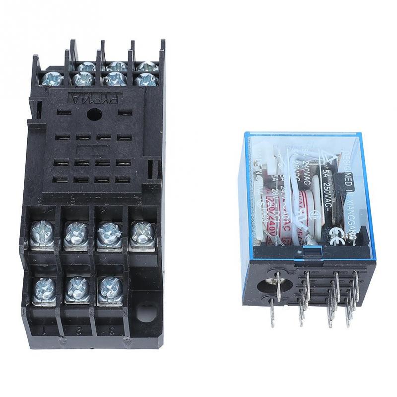 MY4NJ 14pinové čtyři normálně otevřené čtyři normálně uzavřené malé cívkové napájecí relé se základnou