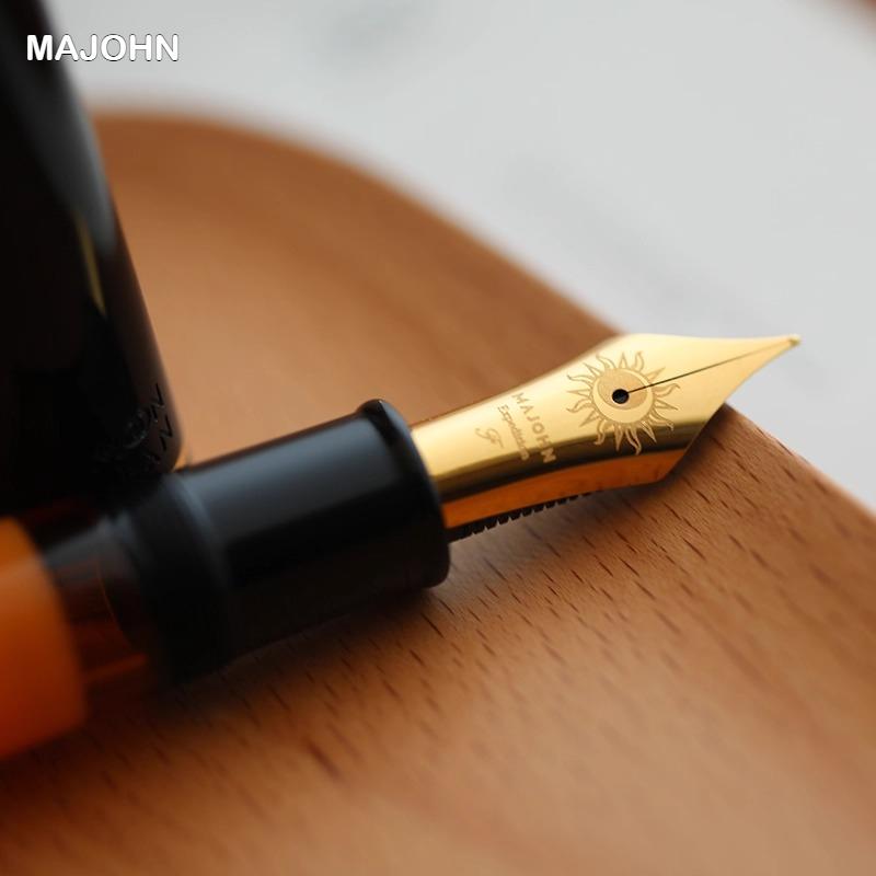 Majohn P139 Piston Resin Fountain Pen Large Capacity #8 F/M All Brass Piston System Writing Gift Pen Stationery School Supplies