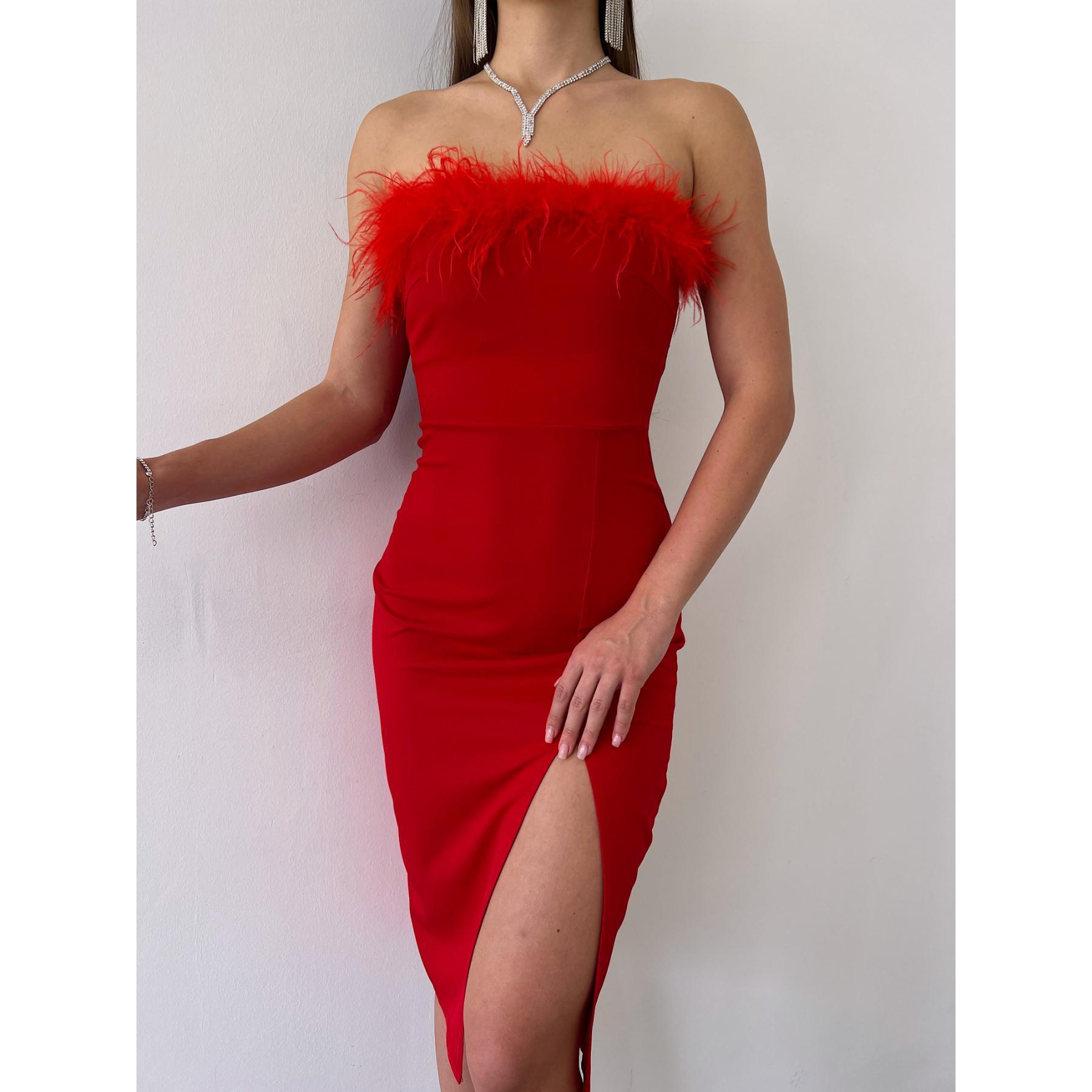 

Женское платье миди без бретелек с разрезом Orlando