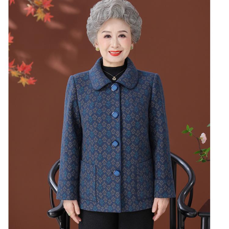 Middle-aged and Elderly Autumn Clothing 60 Years Old 70 Mother Winter Clothing Old Lady Grandma Autumn and Winter Coat Women Mink Wool Coat
