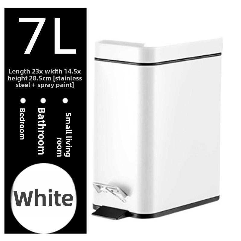 Stainless Steel Trash Can with Lid Narrow Gap Foot Pedal Bathroom Small Rectangle Step Bin