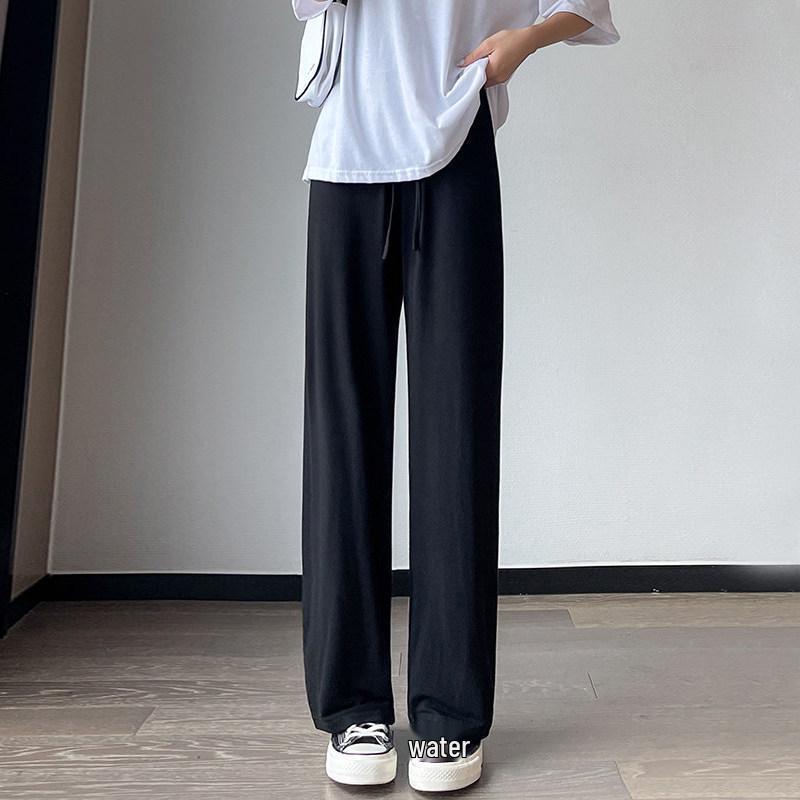 

Women s Summer High-Waisted Wide-Leg Slimming Pants - Plus Size, Sun Protection, Loose Fit, Casual Style Large (110-135 jin) чёрный