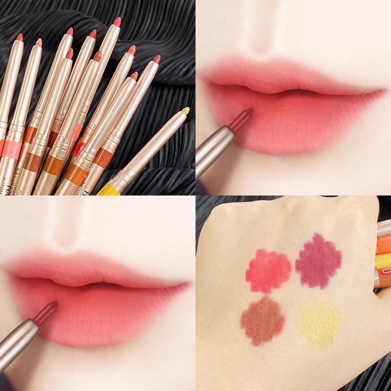 Han Qian Wasserdichter Drehbarer Lipliner-Stift - Präziser, Nicht-Klebender, Lang Anhaltender Lippenstift-Stift