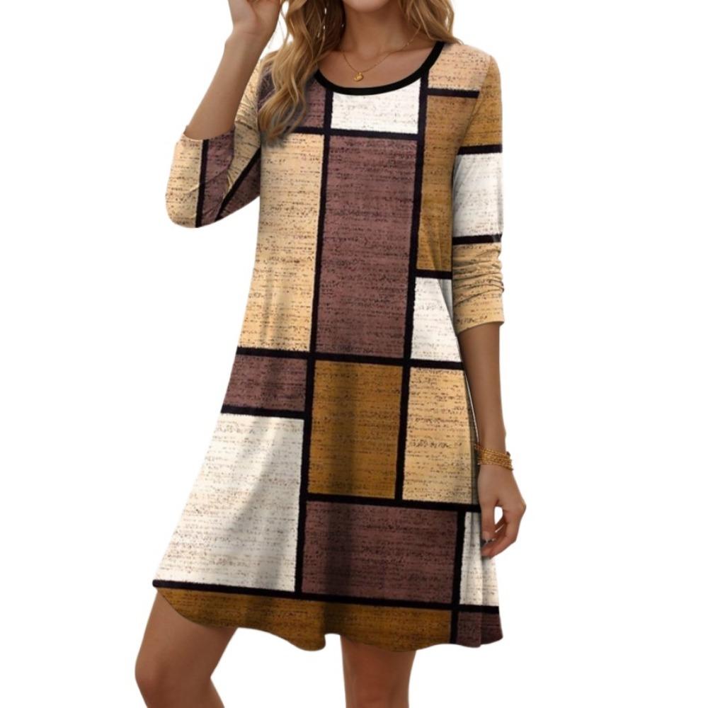 GMXIA Women's Fashion Summer Spring Long Sleeve O-Neck Casual Dresses