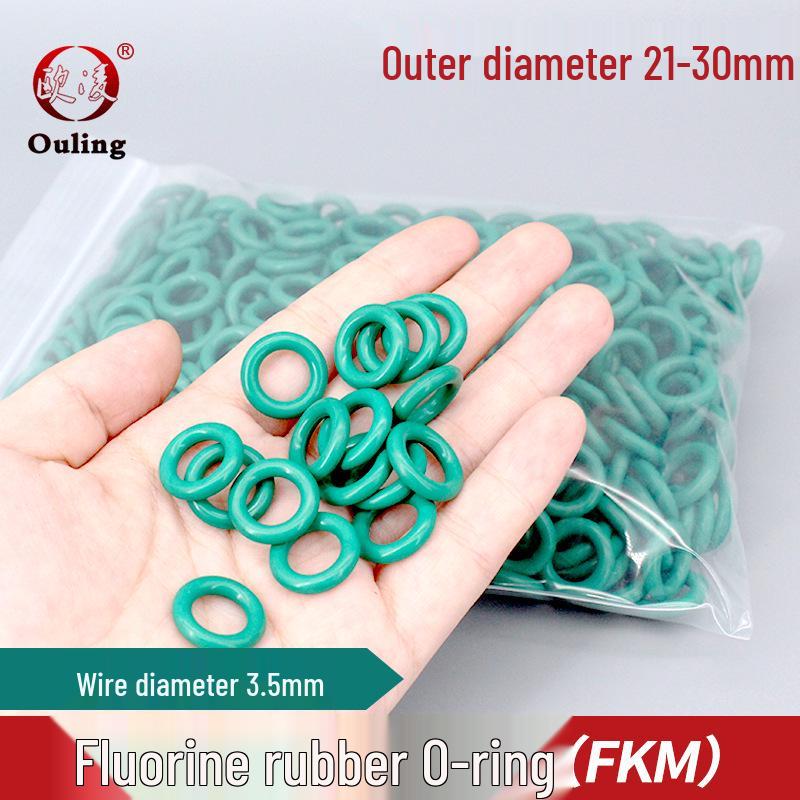 Pressure-Resistant Green Fluororubber O-Ring, 21-30mm OD x 3.5mm OD 21*3.5mm (5 pcs) Green Fluororubber O-ring
