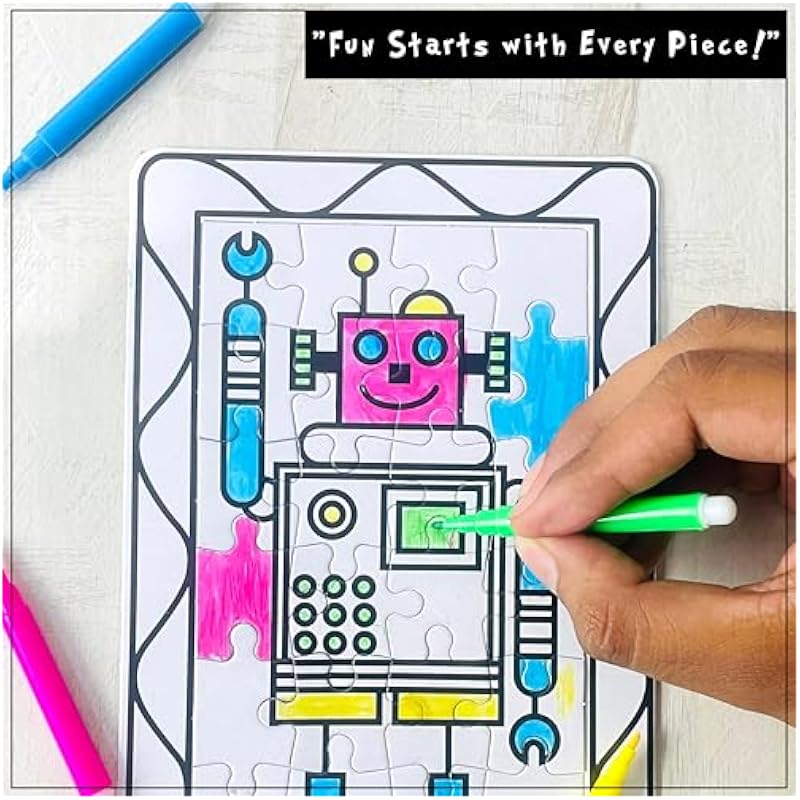 Glun Ultimate Puzzle Card Sheet, 3 Different Drawing Sheets With Each Pack 4 Colours, Color And Play Your Way Engage You