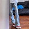 JYL Men's Flare Jeans Light Blue Vibe  Summer High-Street Slim Straight Denim