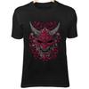 Blood Red Oni Samurai Mask - Baroque Line Tattoo Art On Black Background II