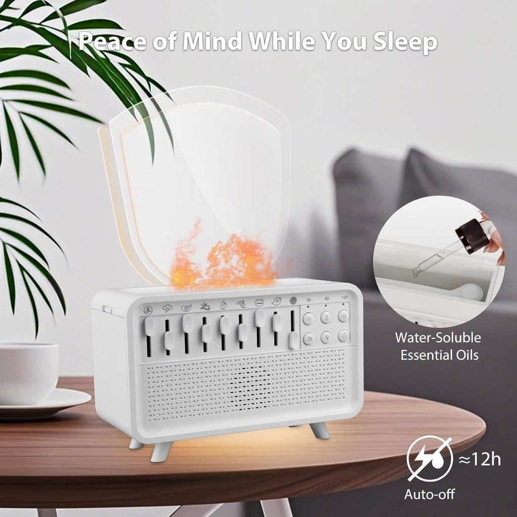 LED White Noise Speaker with 8 Nature Sound Portable BT Speaker Auto-Off Aroma Diffuser Sleep Aid Night Light Humidifier Machine