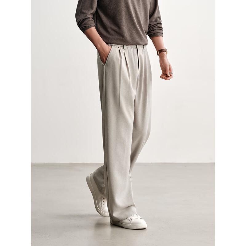HAUT TON Men's Bamboo Texture Linen Blend Casual Trousers