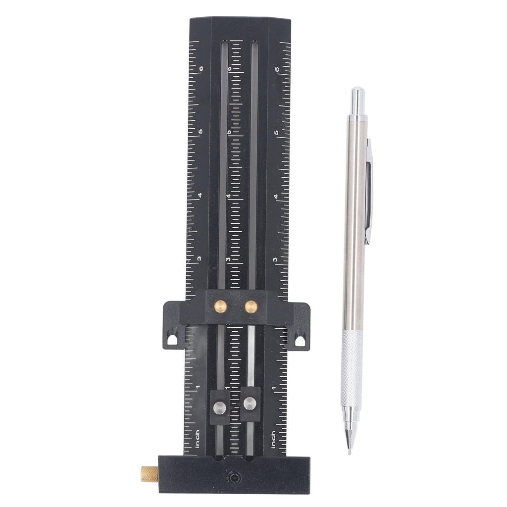T Type Scribing Gauge with Steel Needle Double Line Marking Ruler Woodworking Sliding Measurement an