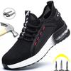 Men Safety Sneakers Steel Toe Lightweight Shoes Anti Puncture Work Smash Comfort Steel Toe Boots Protective Design for Workplace Safety