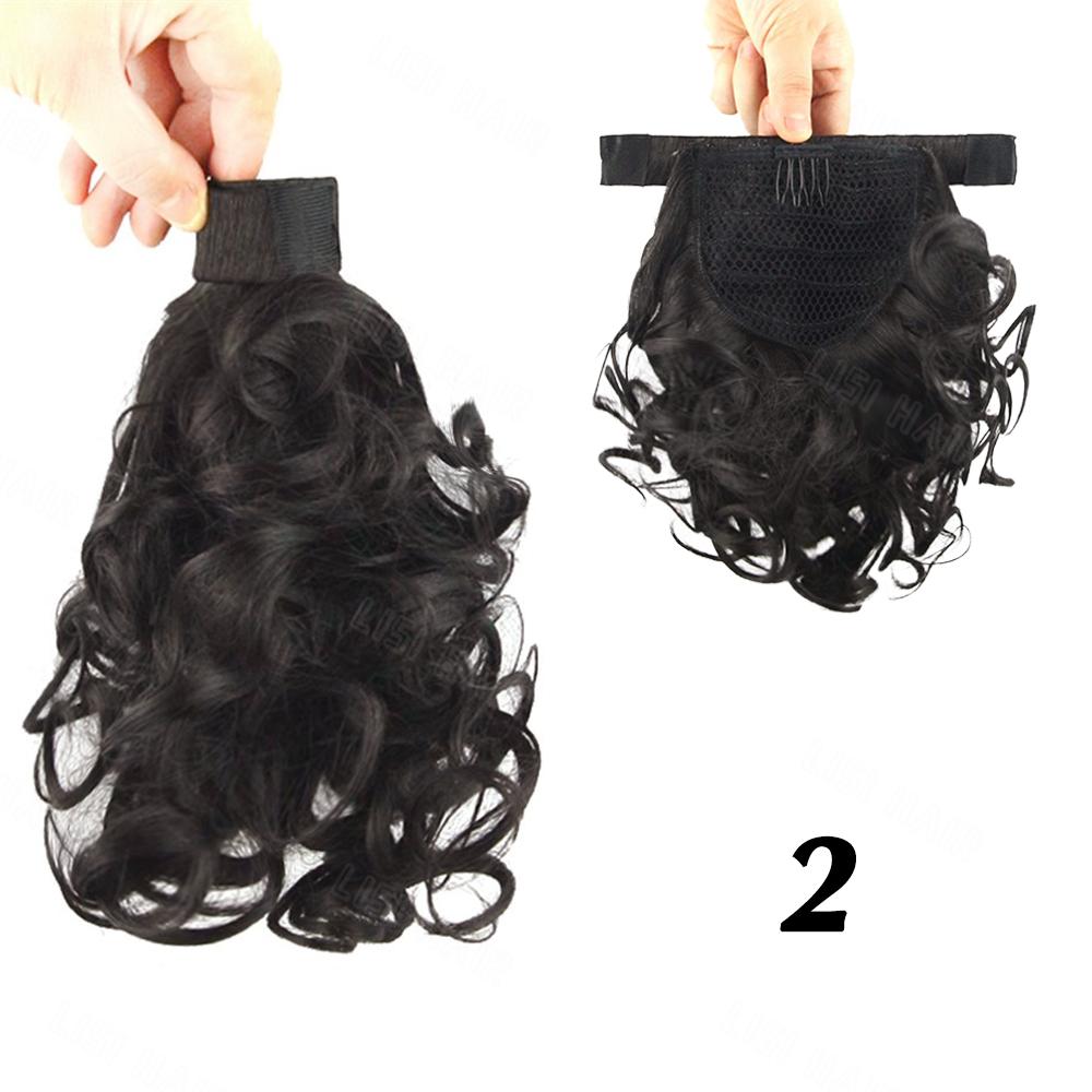 LISI HAIR Synthetic Short Wavy Curly Clip In Ponytail Extensions Wrap Around Ponytail Wig For Women Daily Use