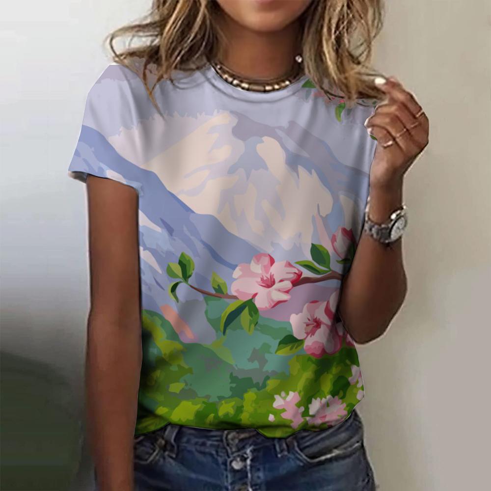 Summer Floral Wheat 3D Print T-shirts Women Streetwear Casual Fashion Y2k Short Sleeve T Shirt O-neck Tees Tops Clothing