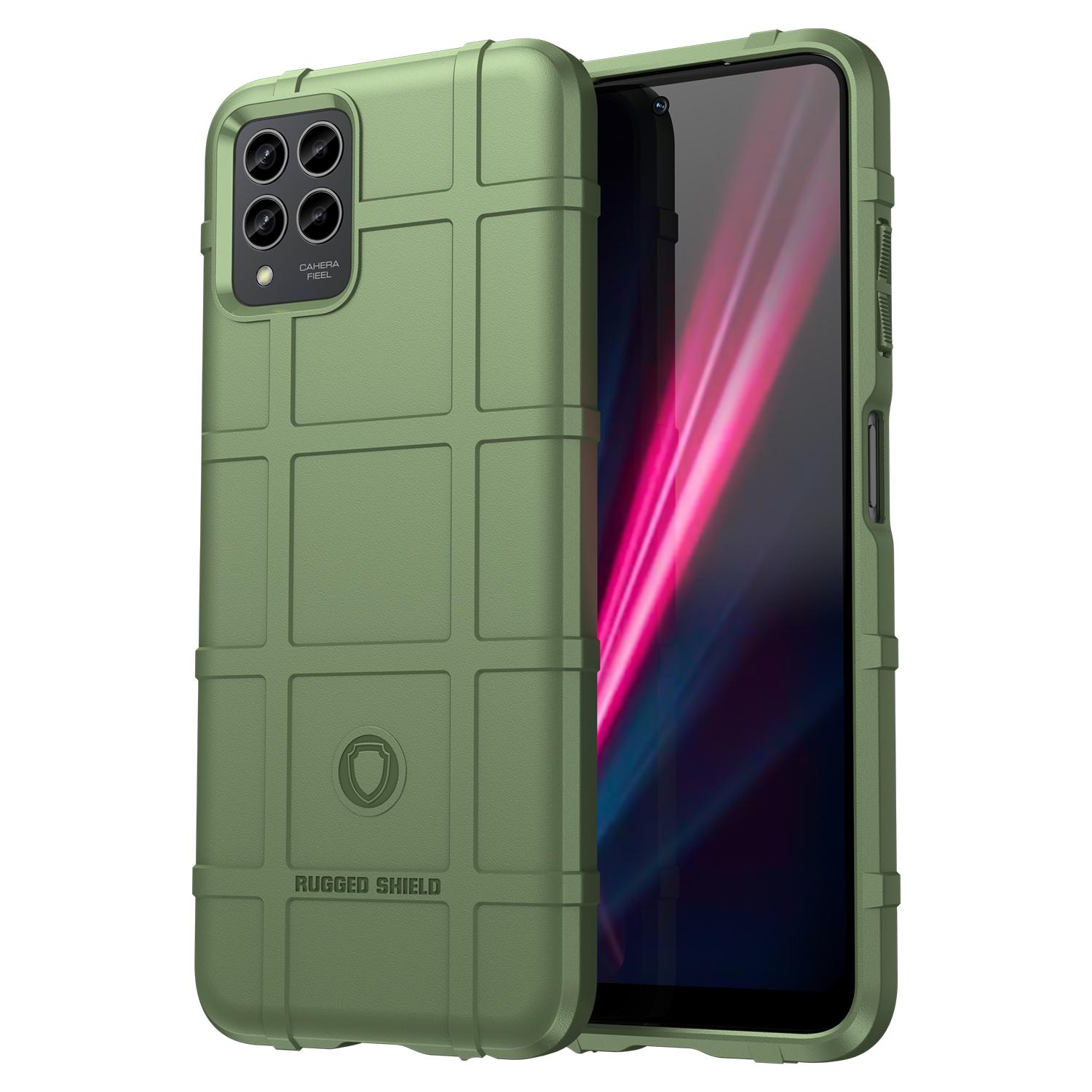 

For T-Mobile REVVL 6X Pro/T Phone Pro 5G Case Anti-Scratch Square Grid Texture TPU Shell Phone Cover Green