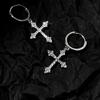 Crystal Zircon Crucifix Ear Clips Handmade Hoop Earrings Lightweight Comfortable Ear Accessory for Fashion Enthusiasts