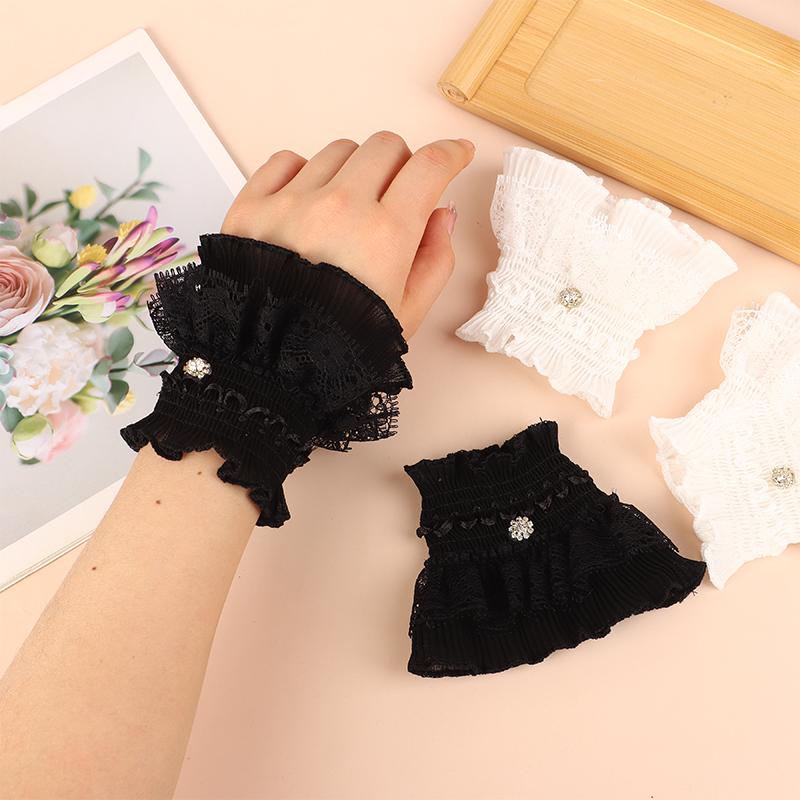 1Pair Nail Po Glove Nail Art Lace Fake Pleated Cuff Manicure Props