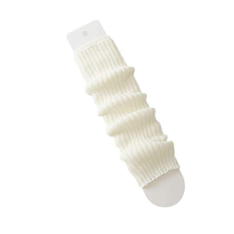 Japońskie dzianinowe getry w jednolitym kolorze dla kobiet - wyszczuplające, ciepłe, modne skarpetki jesienno-zimowe