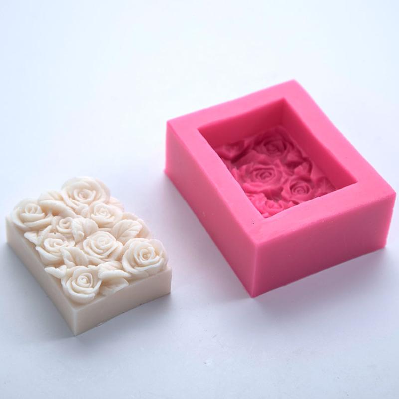 Rectangle Rose Silicone Soap Mold DIY Flowers Soap Making Handmade Candle Mold Gifts Craft Supplies Home Decor