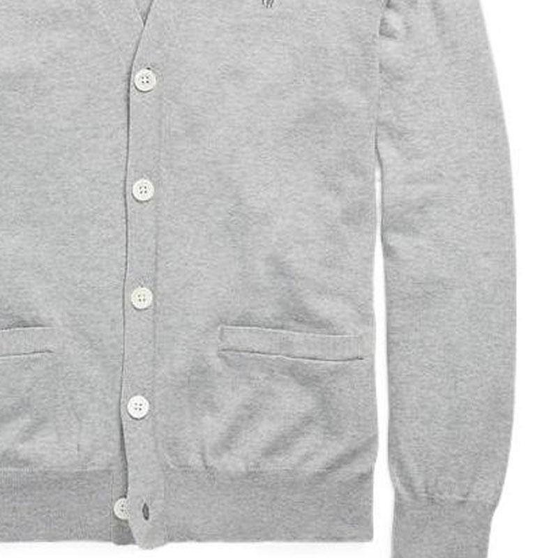 Polo Ralph Lauren SS22 Solid Color Single-Breasted V-Neck Long Sleeve Knit Sweater Men Sweater Gray MNPOSWE16810078-F16