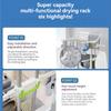 Portable Wing-Type Storage Airer Floor-standing Foldable Clothes Drying Rack Three-tier Stainless Steel Clothes Hanger