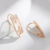Fashion Glossy Long Drop Earring Women Unusual Square Pattern  Rose Gold Color Ethnic Bride Daily Fine Jewelry