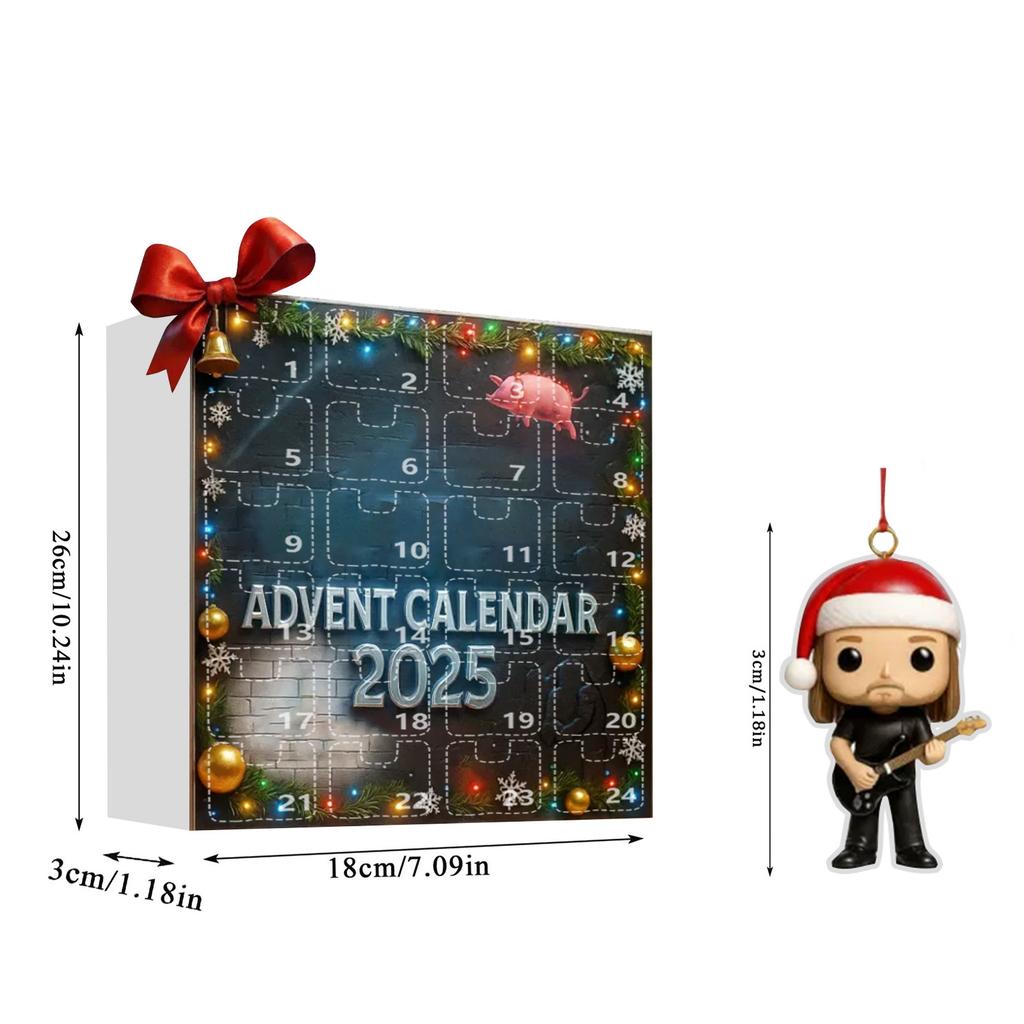 Christmas Arrival Calendar Includes 2D Flat Pink Floyd Pendants Holiday Birthday Surprise Collectibles Rock Band Surroundings