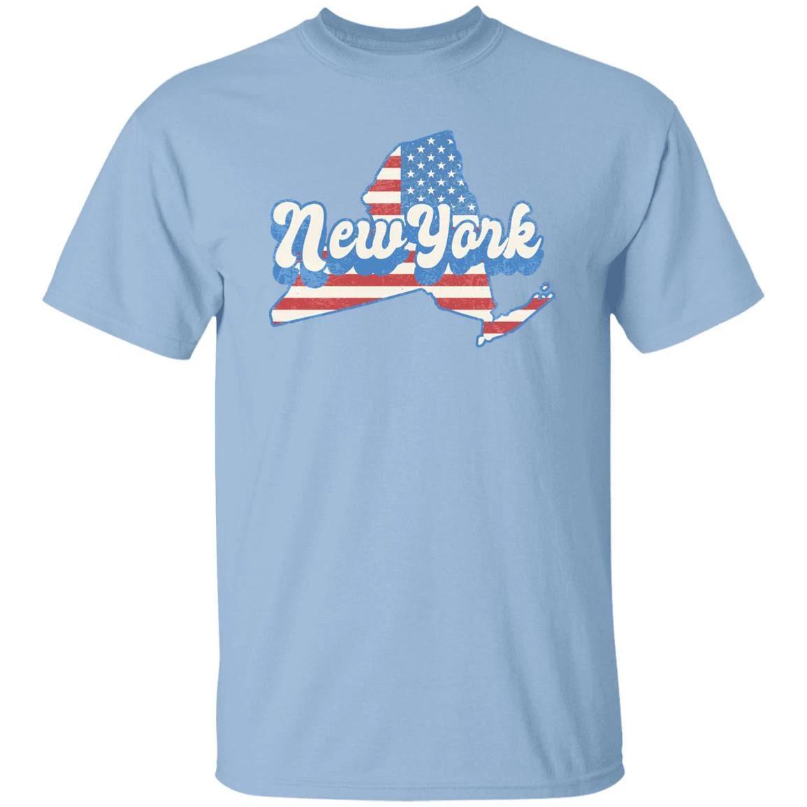 New York US flag Unisex T-Shirt American patriotic New York state tee White Ash M