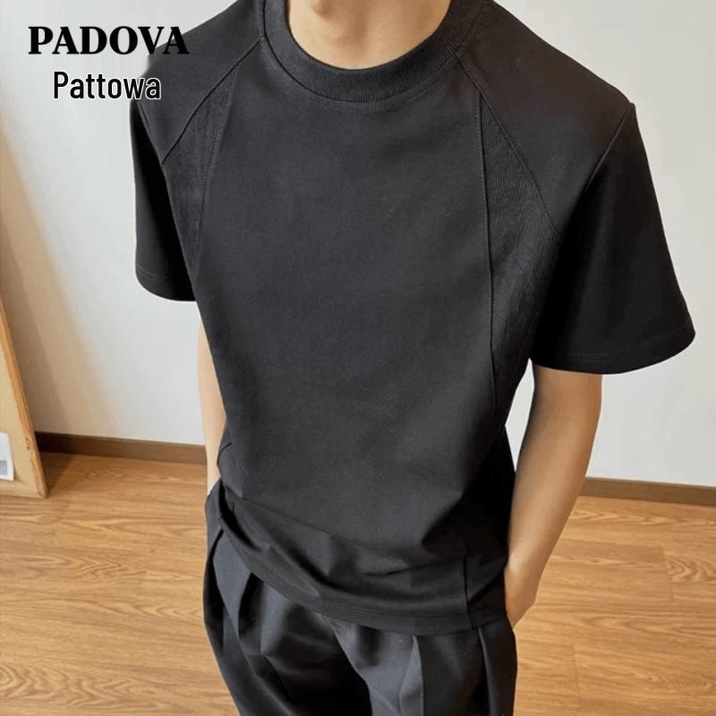 

Patova Summer 2026 Hong Kong Style Spliced Cotton Blend Tee 2XL