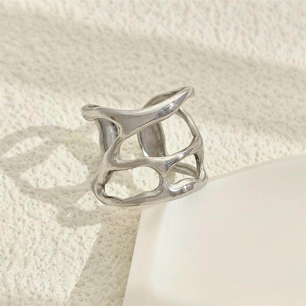 18K Gold-Plated Titanium Stainless Steel Open Ring for Women