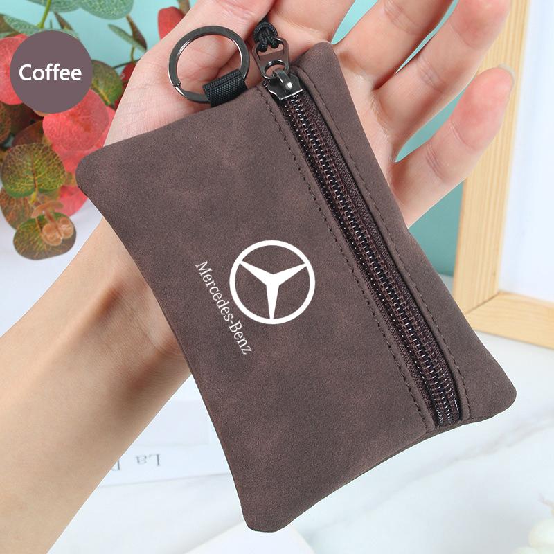 Suede Portable Car Key Bag Zipper Wallet Card Coins Pouchs For Mercedes Benz A C E S G Class GLC CLE CLA GLB GLS W177 W205 W213 QR1