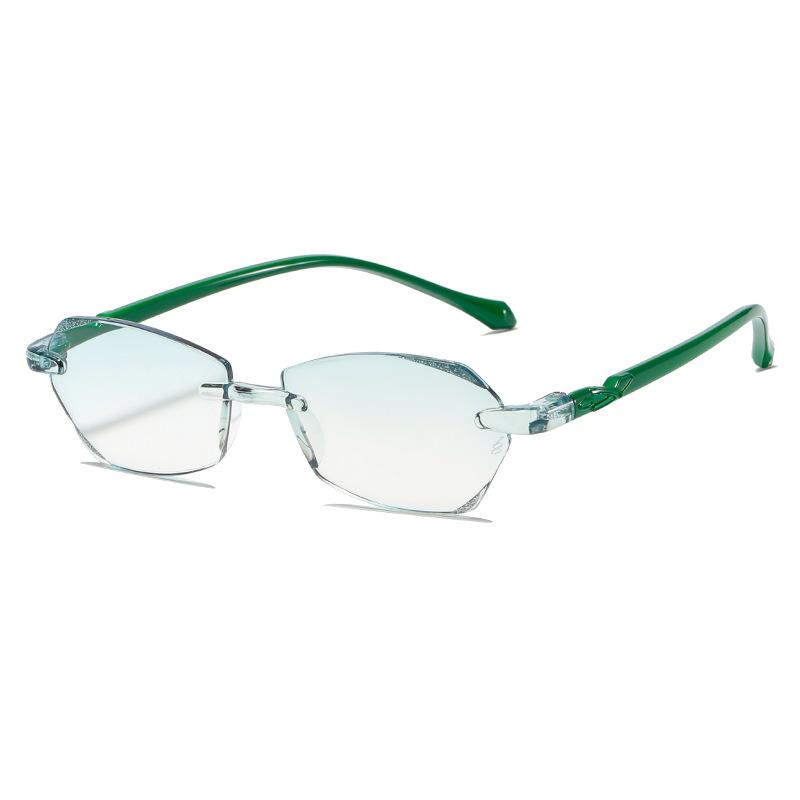 Rimless Reading Glasses Women Vintage Frameless Diamond Cut Edge Hyperopia Eyeglasses Anti Blue Light Computer Eyewear +1.0~+4.0