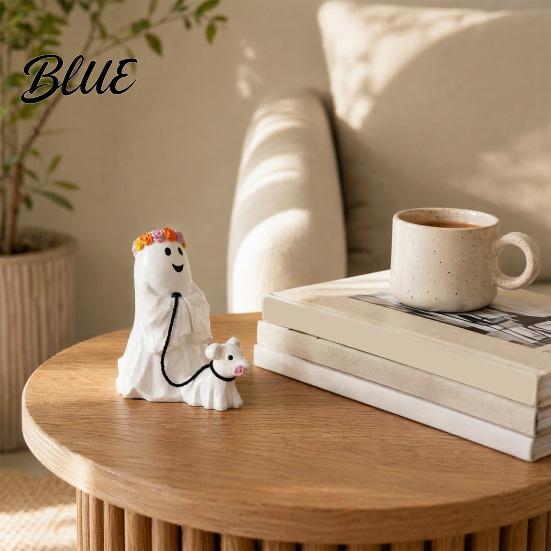 Windowsill Halloween Decoration Ghost Figurine Spooky Resin Statue Classic Office Ornaments for Indoor Outdoor Tabletop Decor Durable Retro