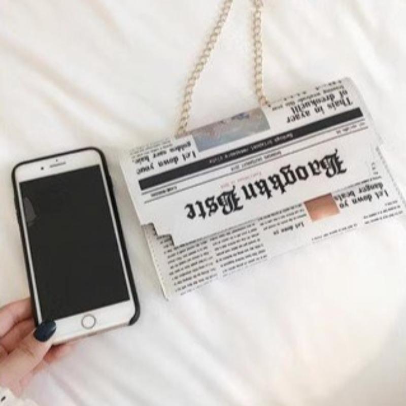 Luxury Designer Women Bags Personality Fashion Shoulder Bags Ladies All-match Messenger Bag Newspaper Modeling Small Square Bag