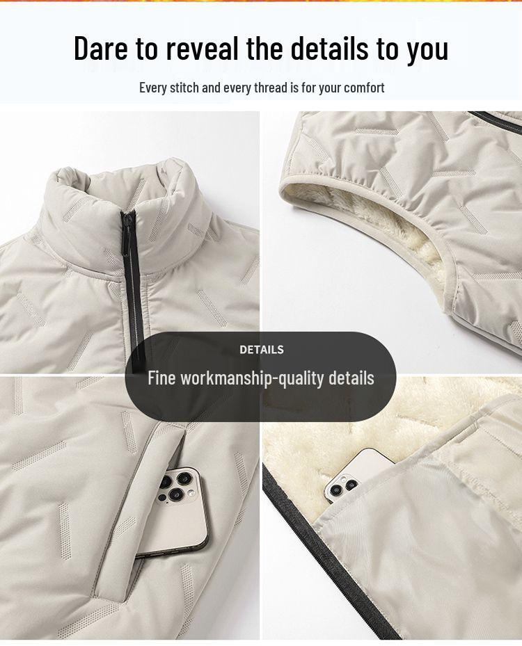 Woodpecker Unisex Lambswool Vest: Autumn/Winter Fleece-Lined, Thick, Stand Collar, Casual & Warm Jacket