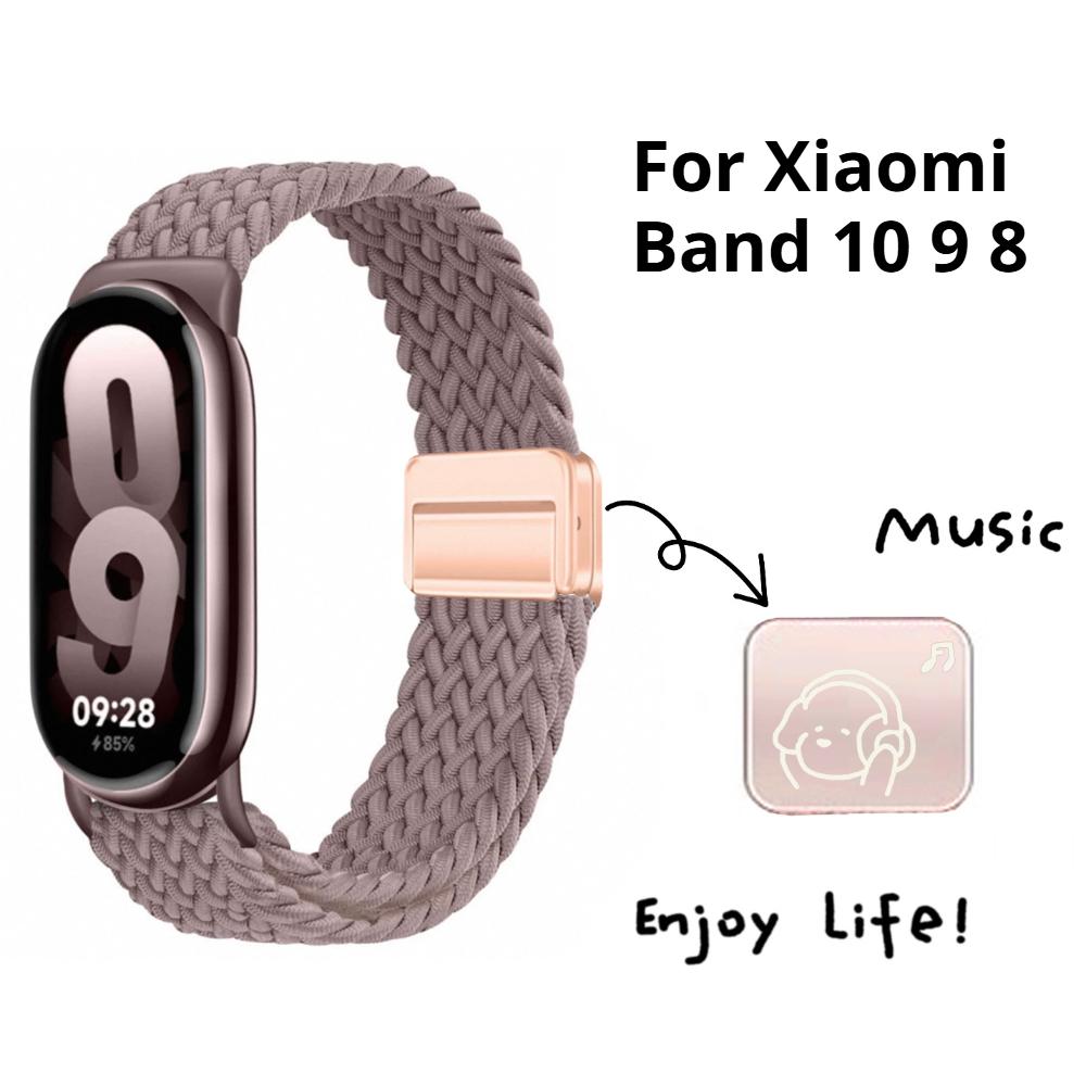 Loop Nylon Strap For Xiaomi Smart Band 10 9 Adjustable Magnetic Buckle Mi Band 9 Bracelet Weave Wristband for Mi Band 8 Accessories
