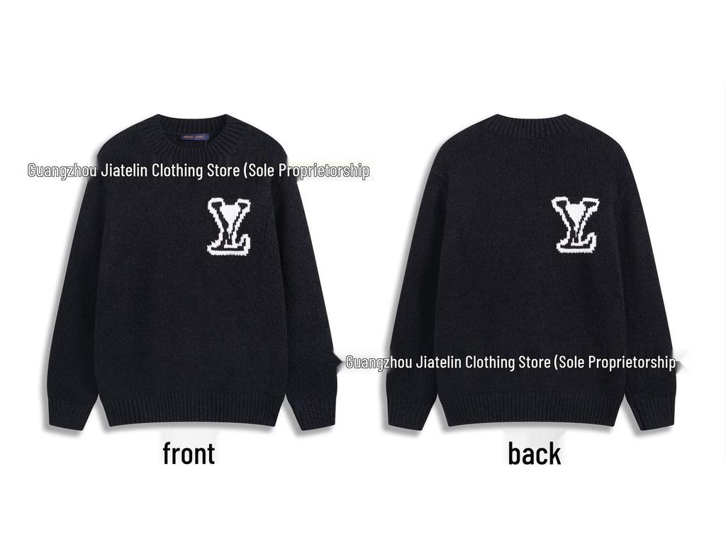 Correct Version LV Plaid Knit Sweater: Unisex Fashionable Loose Pullover