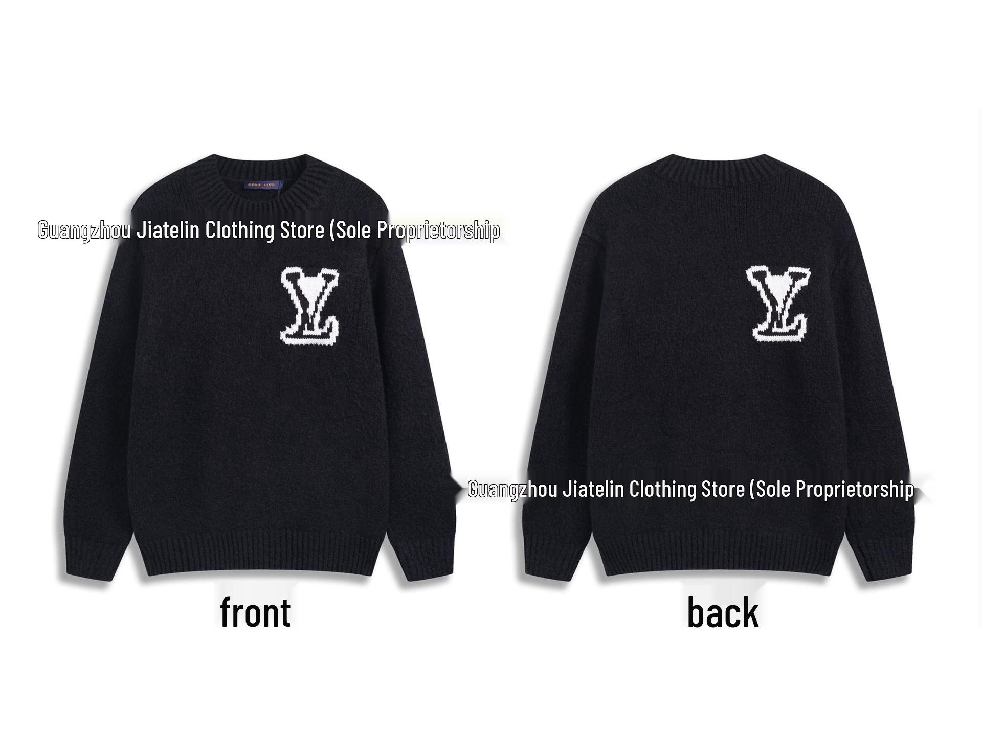 Правильная версия Вязаный свитер в клетку LV: Модный свободный пуловер унисекс Medium