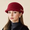 Vlněný baret Dámský podzimní a zimní retro cylindr klobouk módní kupolovitý vlněný jezdecký klobouk